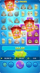 Emoji Riches · Mengamati pergerakan kisi 6x6 dan munculnya simbol amplop merah bertanda x2 WILD.