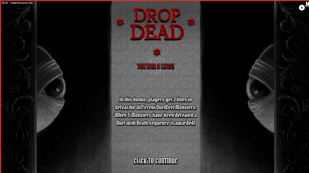 Tampilan visual slot Death Becomes You dengan estetika gotik dan neon